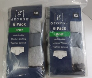 2 paquetes - Ropa interior para hombre George talla 3XL paquete de 6 calzoncillos que absorben la humedad 48-50 - Imagen 1 de 4