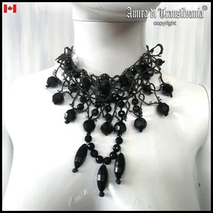 Dark Choker Jewelry Woman Necklace Collar Macrame Collier Gothic Victorian Jewel - Picture 1 of 24
