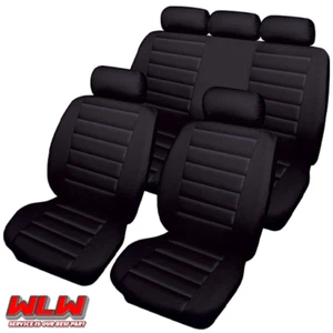 FOR Toyota Rav4 Black Quilted 8PC PU Leather Seat Covers Protectors - Picture 1 of 2