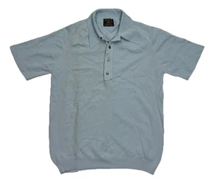 Vintage 60s Puritan Ban Lon Knit Baby Blue Polo Short Sleeve Shirt Mens Size M - Bild 1 von 4