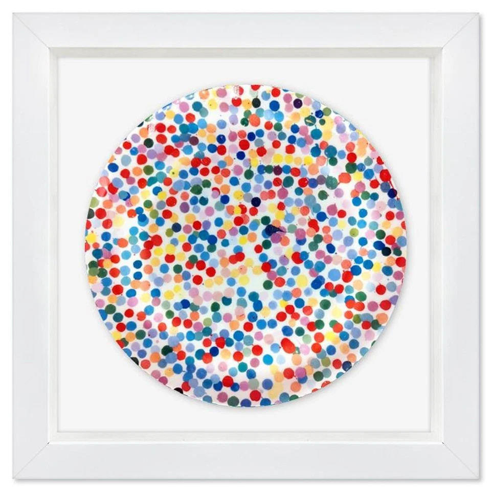 Plato de porcelana de hueso fino enmarcado Damien Hirst, "La moneda". Foto 1 de 2