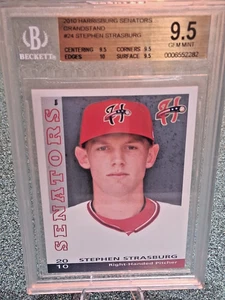 Tarjeta de novato Stephen Strasburg BGS 9,5 gema como nueva 2010 Harrisburg Senators #24 patio - Imagen 1 de 3