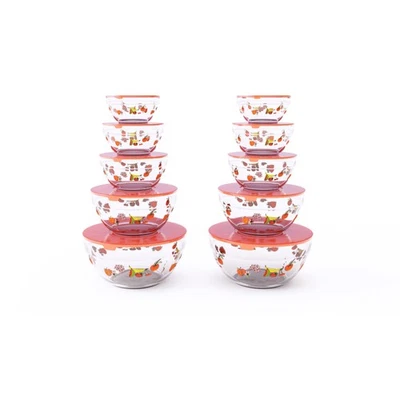 Chef Buddy 20 Piece Glass Bowl Set - 5 Sizes 10 Bowls and 10 Lids - Image 1 of 4