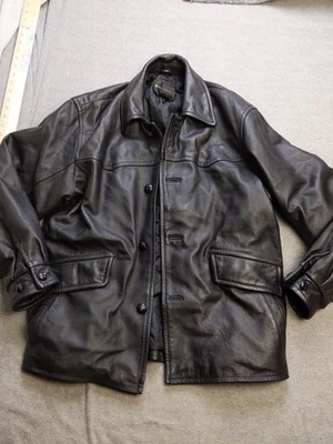 Chaqueta de Cuero Conte di Milano Para Hombre Grande Napa Acolchada Botón Abrigo Foto 1 de 4