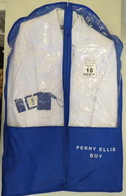 Conjunto de 5 piezas de camisa, corbata, chaqueta, chaleco y pantalones Perry Ellis Big Boy - WHT - 10 Foto 1 de 4
