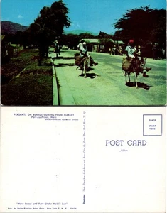 Postal de colección - CAMPESINOS EN BURROS PROCEDENTES DEL MERCADO Puerto Príncipe, Haití - Imagen 1 de 1