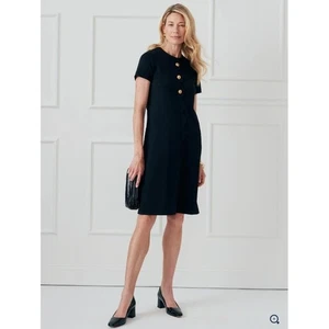 J. McLaughlin schwarz mit Goldknöpfen Florence Kleid Größe Medium neu mit Etikett $ 278 - Bild 1 von 8