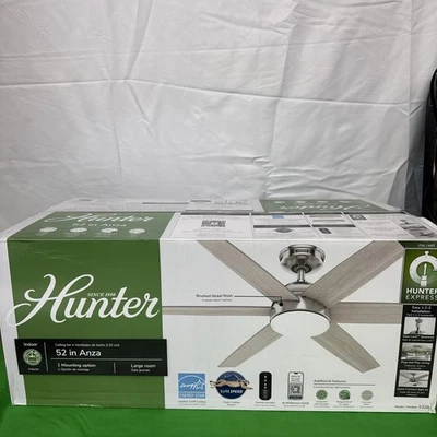 HUNTER ANZA 52” LED CEILING FAN WIHT LIGHT , REMOTE , NEW IN BOX. - Image 1 of 4