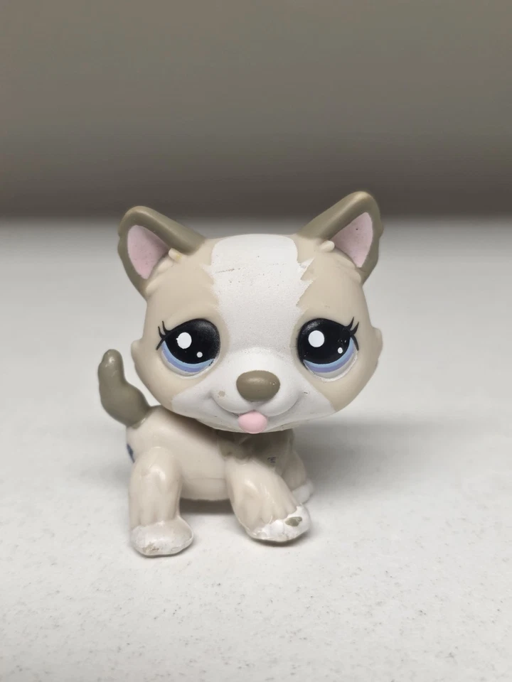 Authentic Littlest Pet Shop LPS #1817 Siberian HUSKY Cream White Dog Purple Eyes - Image 1 of 4
