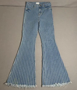 Cello Jeans Women Size 11 Blue Stripes Bell Bottom Hippie EC - Picture 1 of 11