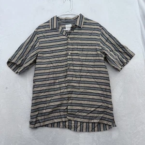 Pault Smith Shirt Mens M Beige Stripe Camp Loop Collar - Picture 1 of 6
