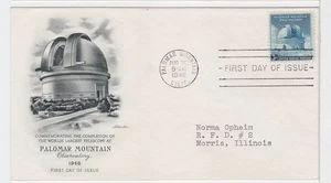 TurtlesTradingPost - Telescopio Palomar - 1948 FDC #966 Artmaster Cachet - Foto 1 di 1