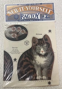 Vintage TOY WORKS Sew It Yourself Handprinted Kittens Ragty NOS Rare 1978 - Bild 1 von 6