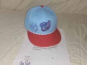 SOMBRERO AUTÓGRAFO USADO JUEGO DÍA DE LA INDEPENDENCIA DE LOS NACIONALES DE WASHINGTON RICKY BONE CUARTO  - Imagen 1 de 4