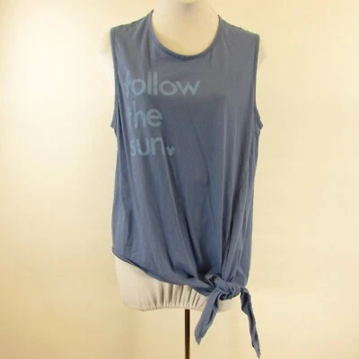 Camiseta sin mangas con gráfico azul de comida chatarra talla L Mickey Mouse sin mangas corbata con cuello redondo Foto 1 de 4