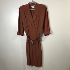 Vintage 70s 80s Dress M.J. Carroll Size 11/12 Medium Large Rust Orange Brown
