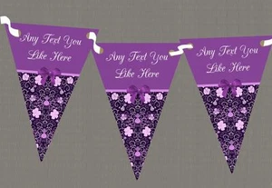 Purple Shabby Chic Vintage Floral Personalised Retirement Party Bunting - Picture 1 of 1
