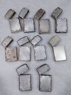 Vintage Sterling Silver Zippo Slim Lot Of 10 No Inserts Cases Only