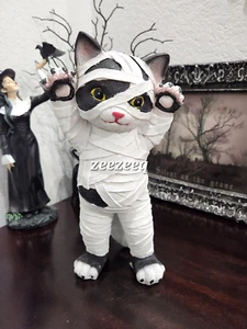 Halloween Black Cat Mummy Resin Figurine Statue Prop Decor 11.5" - Picture 1 of 6