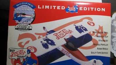 Pepsi-Cola Limited Edition Modified 1932 Stearman Die Cast Coin Bank ~ cool - Image 1 of 4