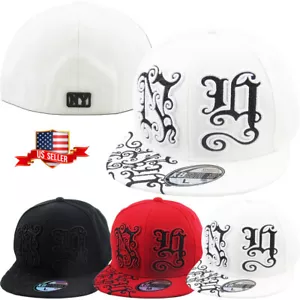 Baseballmütze New York flache Krempe mit Passform NY bestickt Hip-Hop-Mütze - Bild 1 von 10