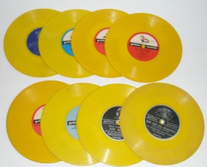 8 Golden Records 6"  Yellow 45 RPM Christmas Music Carols Roy Rogers  Untested - Picture 1 of 6
