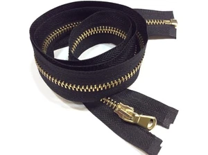 chiusure lampo in metallo nero e oro cm 70/80 uno due cursori - Imagen 1 de 2