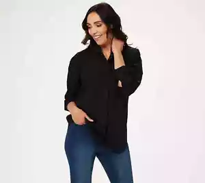 Martha Stewart Stretch Popeline Bluse - Francesca schwarz, Größe 3X - Bild 1 von 1