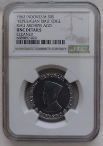 RIAU ARCHIPELAGO INDONESIA 50 SEN UNC COIN 1962 YEAR KM#9 SUKARNO NGC GRADING - Picture 1 of 2