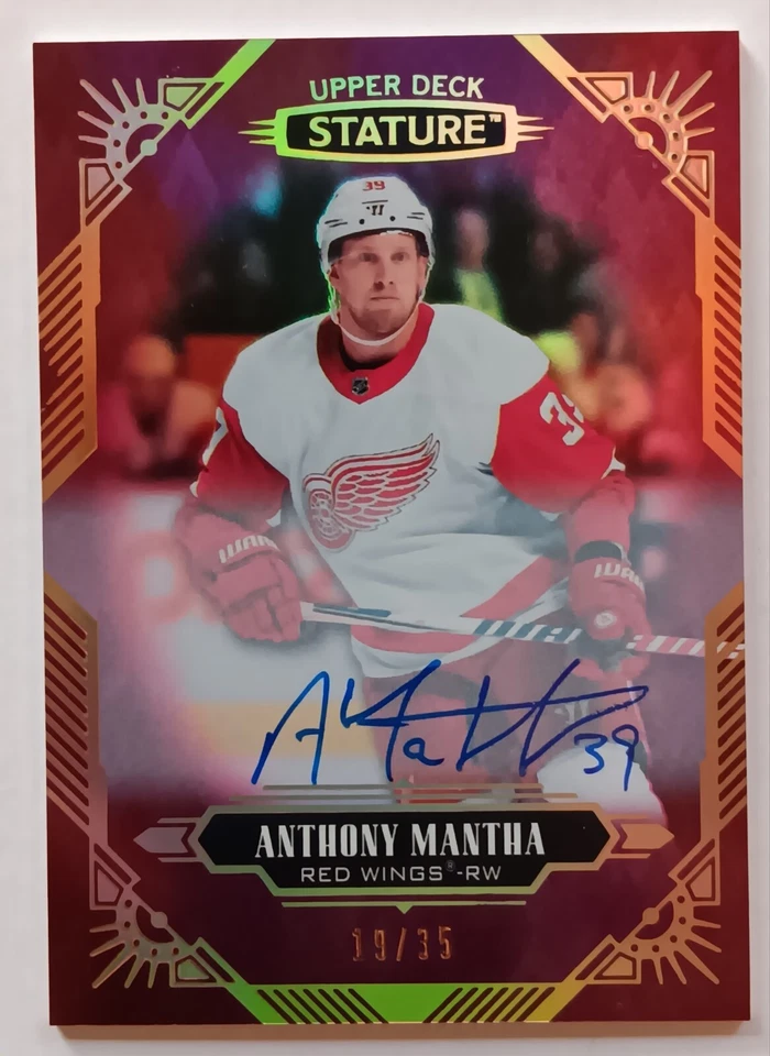 2020-21 Upper Deck Stature Autographs Red Anthony Mantha /35 Red Wings Penguins  - Image 1 of 2