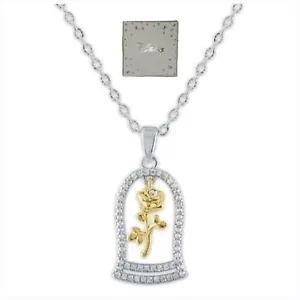Collana Rosa Incantata Disney Swarovski Cristallo La Bella e la Bestia - Foto 1 di 9