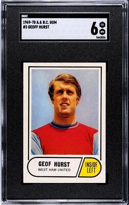 1969-70 A&BC Footballers #3 Geoff Hurst HOF Green Back 1st WC Hat Trick SGC 6 - Изображение 1 из 2