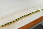 10Ct Round Cut Lab-Created Green Emerald Tennis Bracelet 14K Yellow Gold Plated