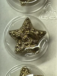 DILL BUTTONS 24K Gold Plated Stars - Shank Button #1670 ~ 9/16" (14mm) | 3 Pack - Picture 1 of 3