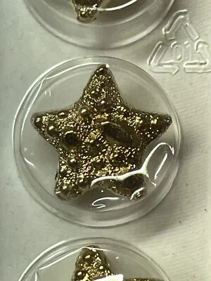 DILL BUTTONS 24K Gold Plated Stars - Shank Button #1670 ~ 9/16" (14mm) | 3 Pack - Image 1 of 3