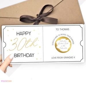 Personalised 30th Birthday Scratch Reveal Card Gift for Concert, Holidays, Shows - Picture 1 of 6