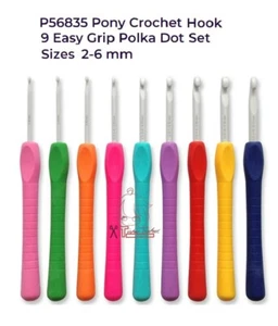 Crochet hook set soft grip 2 to 10mm soft grip ergonomic Prym Pony UK Seller - Picture 1 of 28