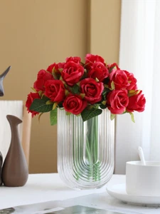 12 Head Artificial Silk Rose Bridal Bouquet Party Home Wedding Decor Cozy Winter - Picture 1 of 26