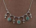 TURKISH SIMULATED EMERALD .925 SILVER & BRONZE NECKLACE #54790