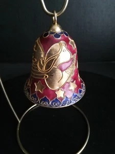 Adorno Campana Decorativa Esmalte Cloisonné Navidad Vacaciones Ángel Tono Dorado - Imagen 1 de 13