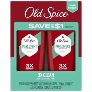 Old Spice High Endurance Men's Body Wash, Pure Sport, 24 fl oz (2 Pack) - Picture 1 of 5
