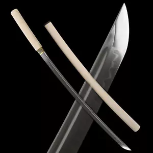 Japanese Samurai Sword Katana Clay Temperped T10 Steel Shirasaya Razor Sharp - Picture 1 of 13