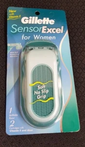 Gillette Sensor Excel Damen-Griffrasierer mit 2 Klingen hergestellt in den USA Vintage 1996 versiegelt - Bild 1 von 2