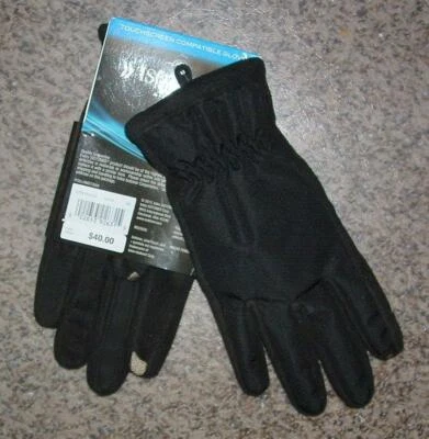 ISOTONER Mens Medium Smart Touch Touchscreen Equipped Black Gloves NEW - Image 1 of 2