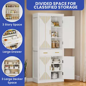 Kitchen Buffet 6 Door Pantry Storage Cabinet Adjustable Shelve Cupboard w/Drawer - Picture 1 of 10