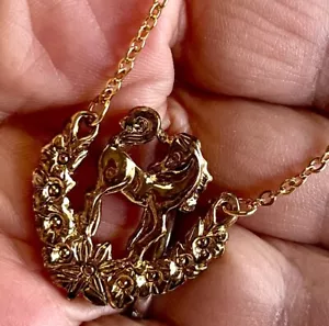 AVON Vintage Gold Tone Unicorn Child’s Pendant Necklace 45c chain 1980’s - Picture 1 of 7
