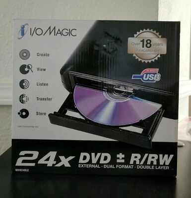 I/Omagic External DVD+/-R/RW Drive 24x Dual Format/Double Layer IDVD24DLE - Image 1 of 4