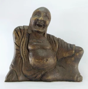 Antique Rare Chinese Hand Carved Rose Wood Happy Laugh Buddha Sculpture Figurine - Picture 1 of 22