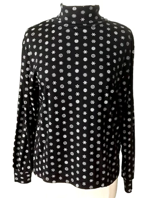 Top De Colección Colter Bay International Mujer XL Cuello Alto L/S Blanco Copos de Nieve Nuevo Sin Etiquetas Foto 1 de 4