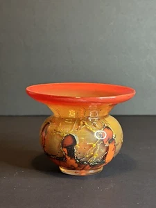 Ikora Art Glass Vase by Karl Wiedmann for WMF Blood Orange Crackle Effect 1920’s - Picture 1 of 9